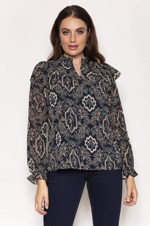 Carraig Donn Paisley Blouse in Navy