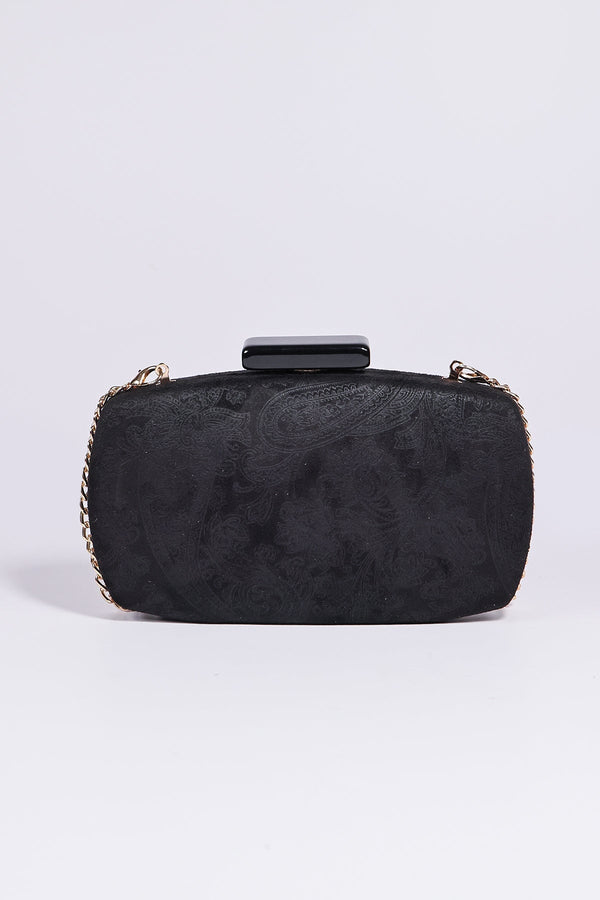 Carraig Donn Paisley Fabric Clutch in Black