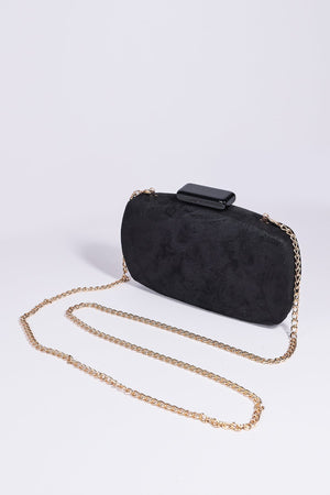 Carraig Donn Paisley Fabric Clutch in Black