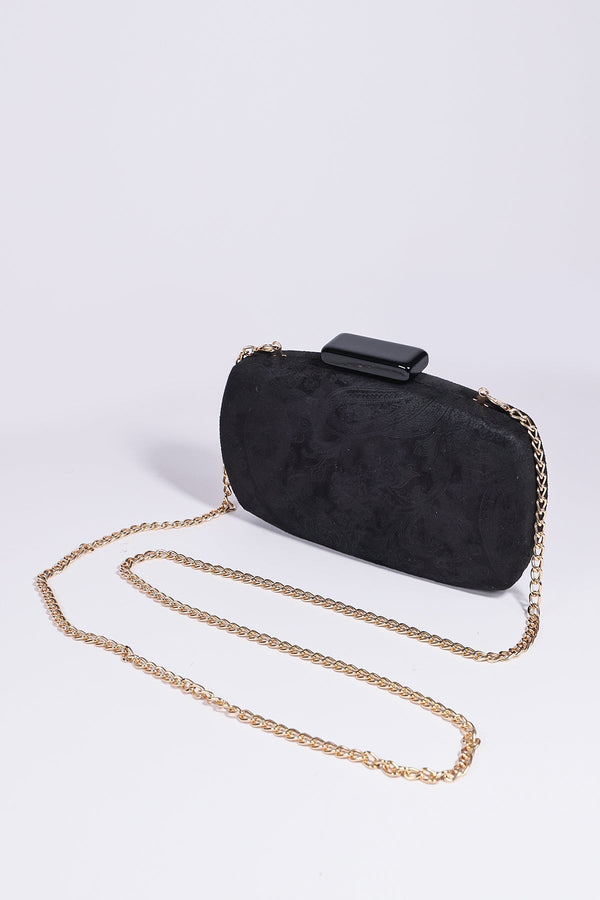 Carraig Donn Paisley Fabric Clutch in Black