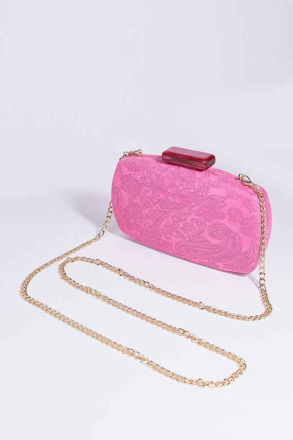 Carraig Donn Paisley Fabric Clutch in Pink