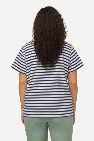 Carraig Donn Palm Print Relaxed Fit Striped Short Sleeve Tee
