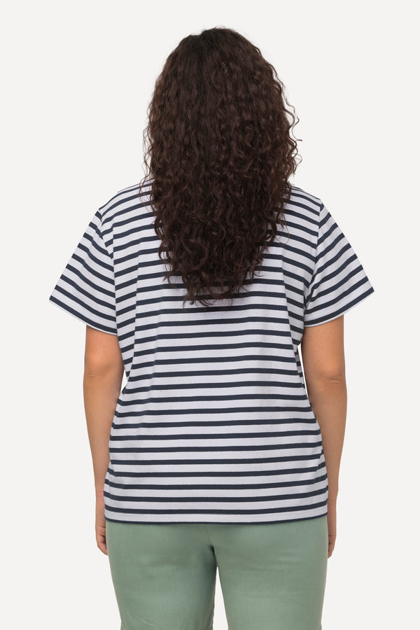 Carraig Donn Palm Print Relaxed Fit Striped Short Sleeve Tee