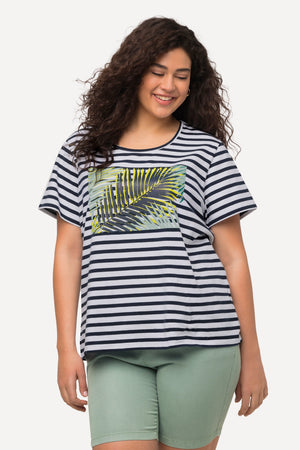 Carraig Donn Palm Print Relaxed Fit Striped Short Sleeve Tee