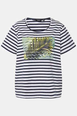 Carraig Donn Palm Print Relaxed Fit Striped Short Sleeve Tee
