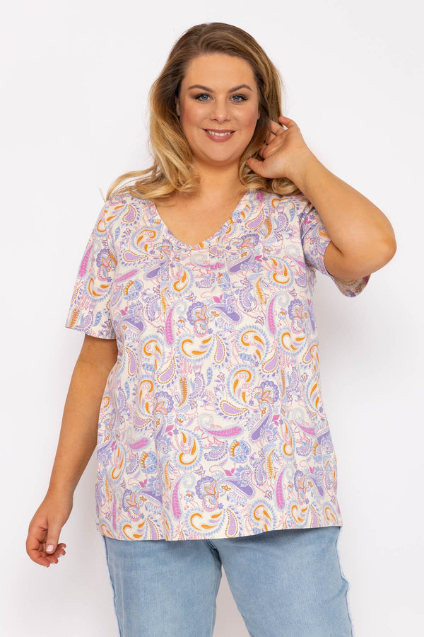Carraig Donn Pastel Paisley Print Top in Multi