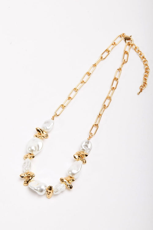 Pearl and Gold Beaded Necklace