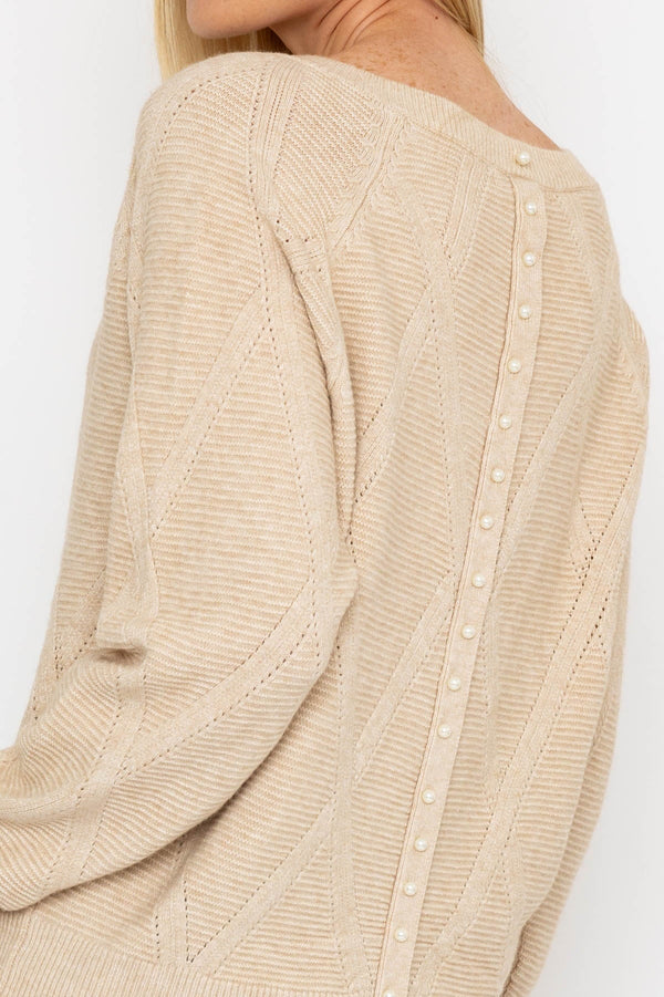 Carraig Donn Pearl Back Knit in Beige