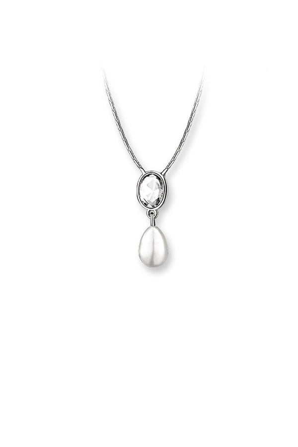 Carraig Donn Pearl Drop Pendant with Clear Stone