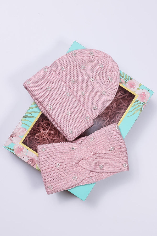 Carraig Donn Pearl Headband And Beanie in Pink