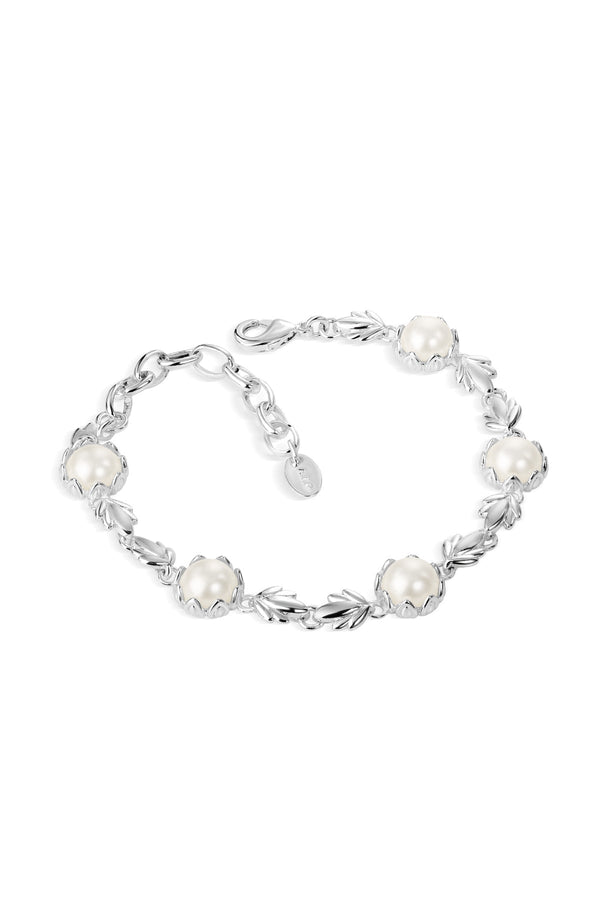 Carraig Donn Pearl Leaf Link Bracelet