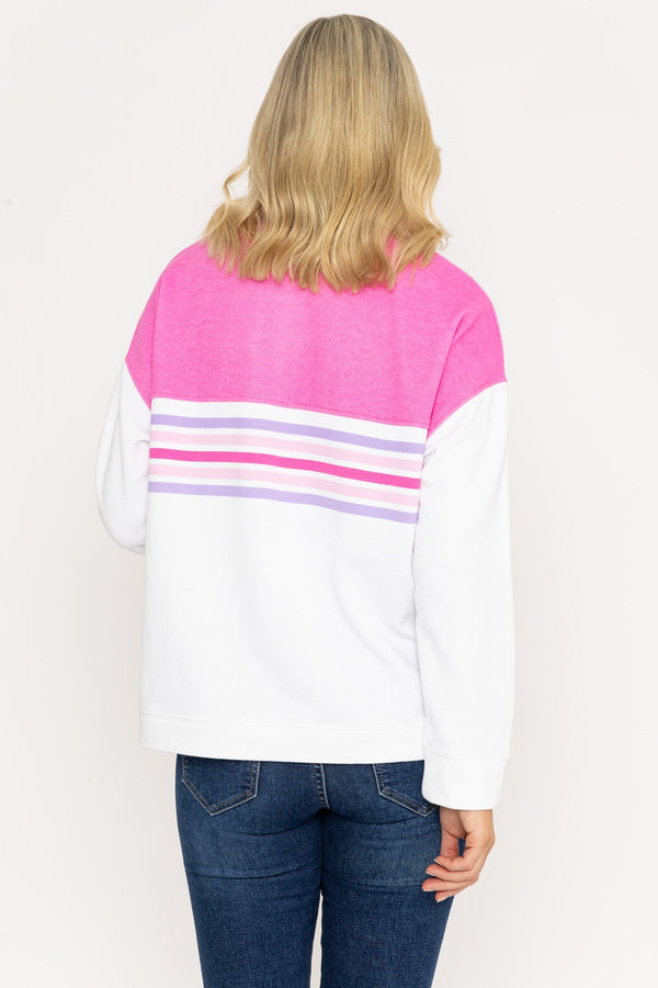 Carraig Donn Pink 1/2 Zip Pique Colour Block Top