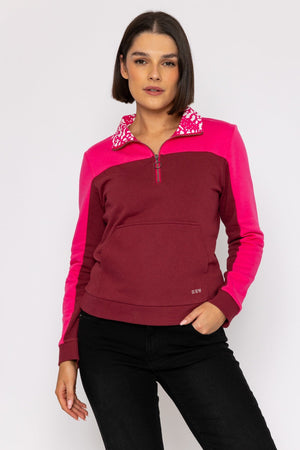 Carraig Donn Pink 1/4 Zip Pocket Sweatshirt