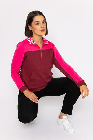 Carraig Donn Pink 1/4 Zip Pocket Sweatshirt
