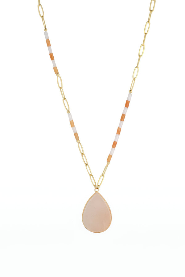 Carraig Donn Pink Aventurine Gemstone Mid Length Necklace
