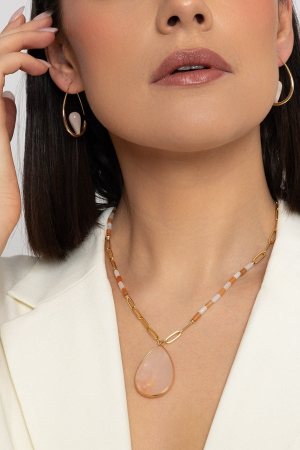 Carraig Donn Pink Aventurine Gemstone Mid Length Necklace