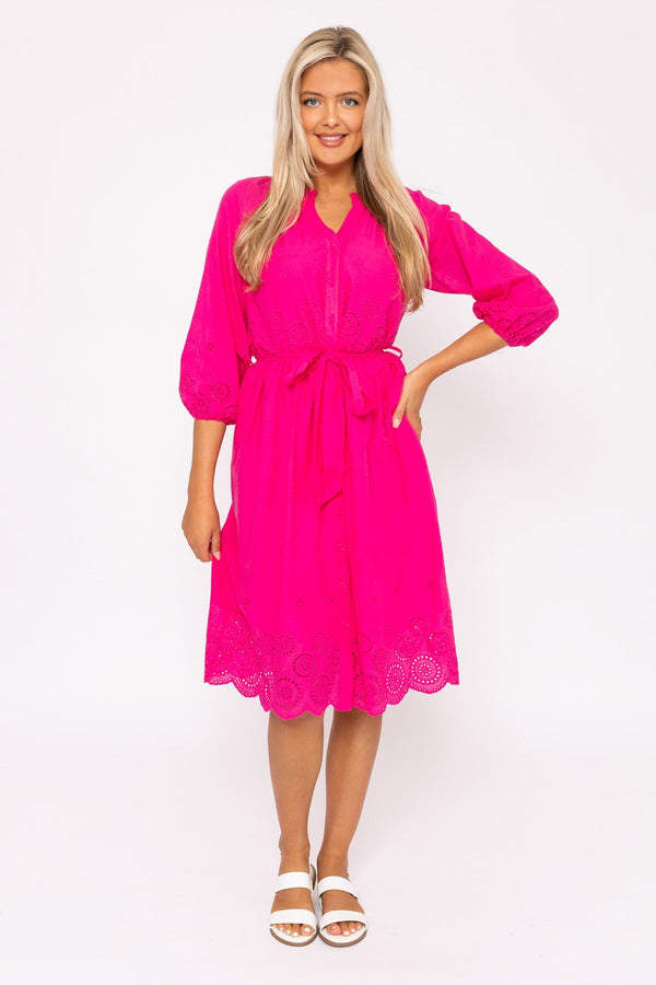 Carraig Donn Pink Broderie Midi Dress