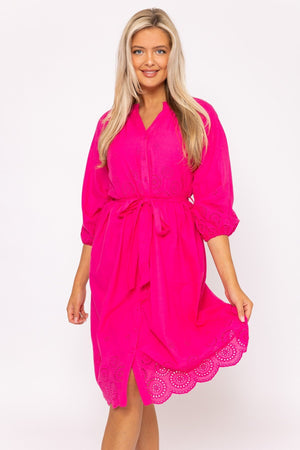 Carraig Donn Pink Broderie Midi Dress