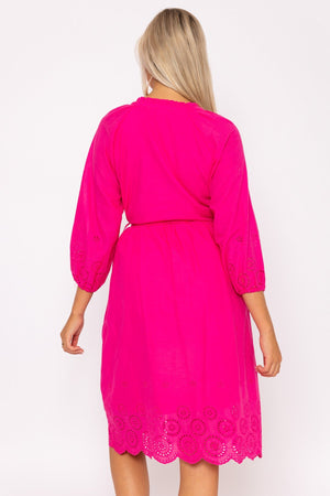 Carraig Donn Pink Broderie Midi Dress