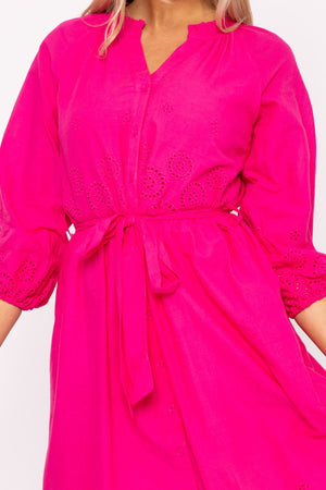 Carraig Donn Pink Broderie Midi Dress
