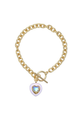 Carraig Donn Pink Enamel Heart Bracelet