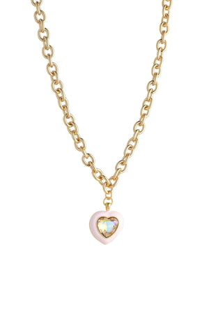 Carraig Donn Pink Enamel Heart Short Necklace
