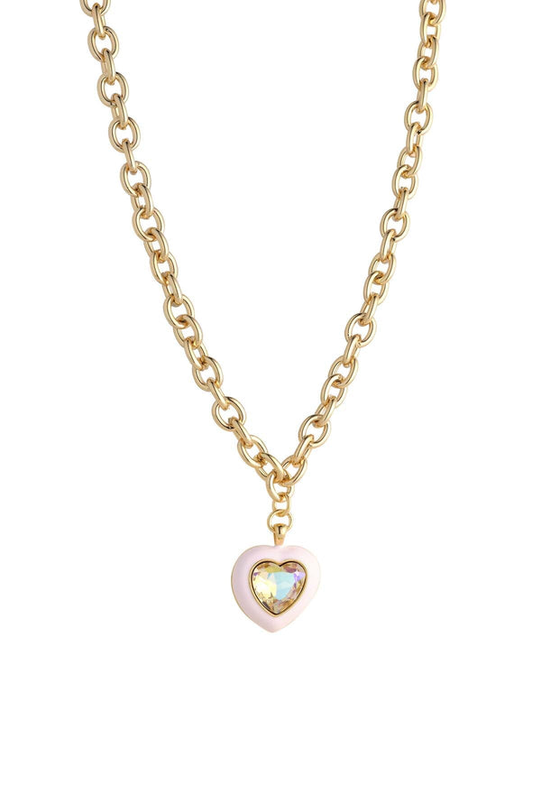 Carraig Donn Pink Enamel Heart Short Necklace