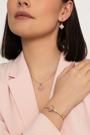 Carraig Donn Pink Floral Hoop Earrings