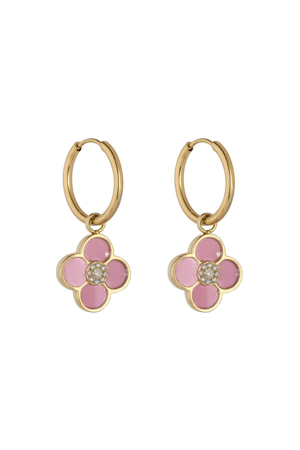 Carraig Donn Pink Floral Hoop Earrings