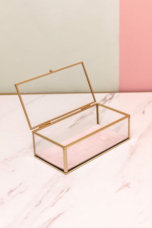 Carraig Donn Pink Glass Lidded Jewellery Box