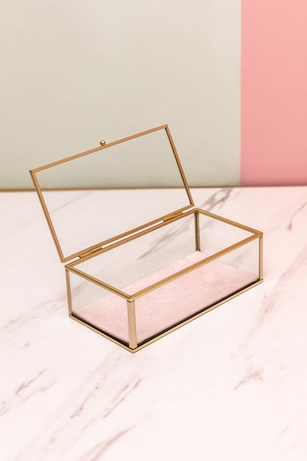 Carraig Donn Pink Glass Lidded Jewellery Box