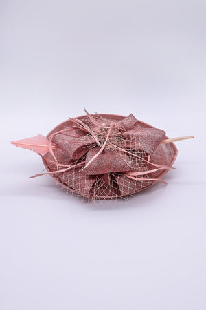 Carraig Donn Pink Hairband Net & Feather Fascinator