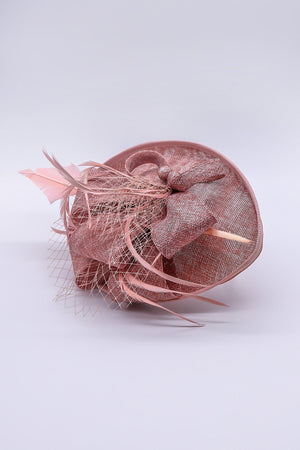 Carraig Donn Pink Hairband Net & Feather Fascinator