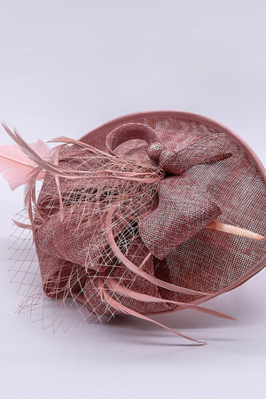 Carraig Donn Pink Hairband Net & Feather Fascinator