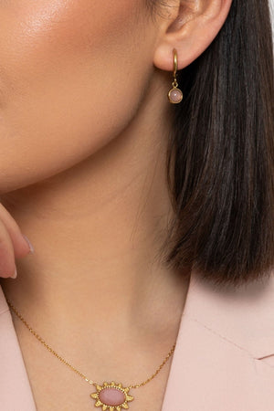Carraig Donn Pink Jade Hoop Earrings