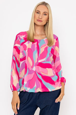 Carraig Donn Pink Printed Long Sleeve Blouse