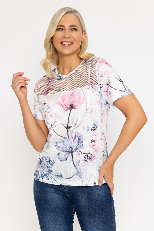 Pink Printed Top With Lace