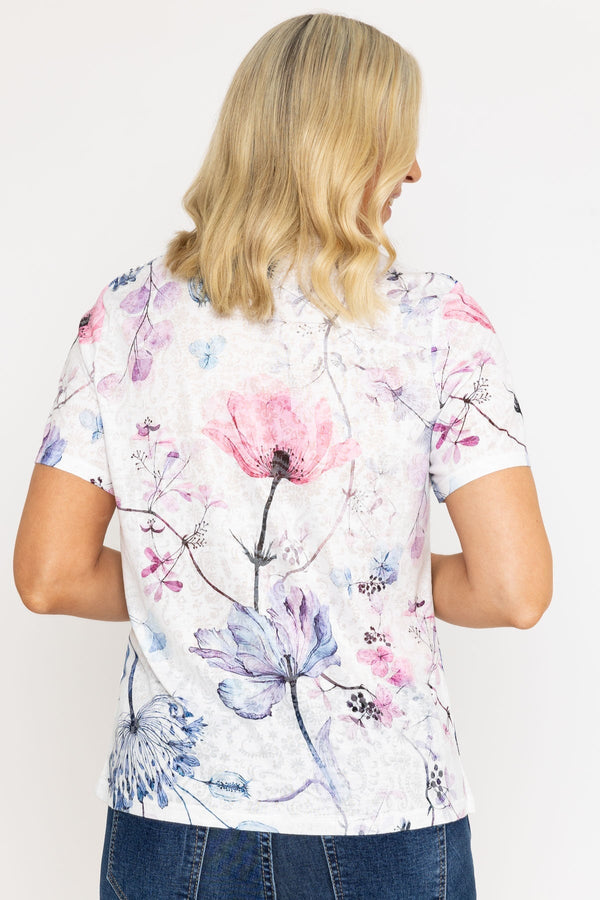 Carraig Donn Pink Printed Top With Lace