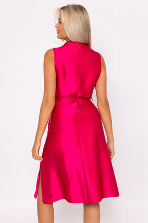 Carraig Donn Pink Satin Cowl Neck Dress
