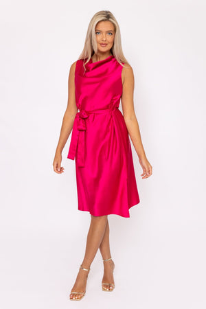 Carraig Donn Pink Satin Cowl Neck Dress