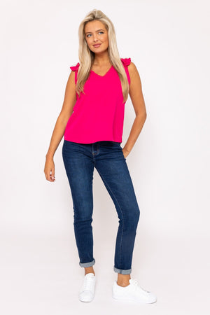 Carraig Donn Pink Sleeveless Ruffle Top