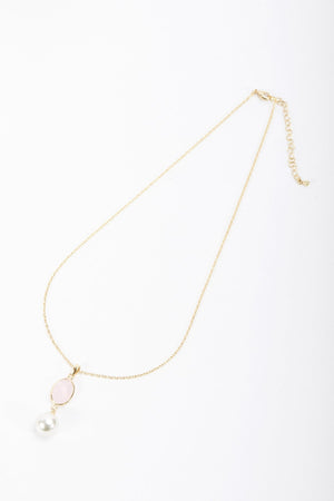 Carraig Donn Pink Stone Drop Pearl Necklace