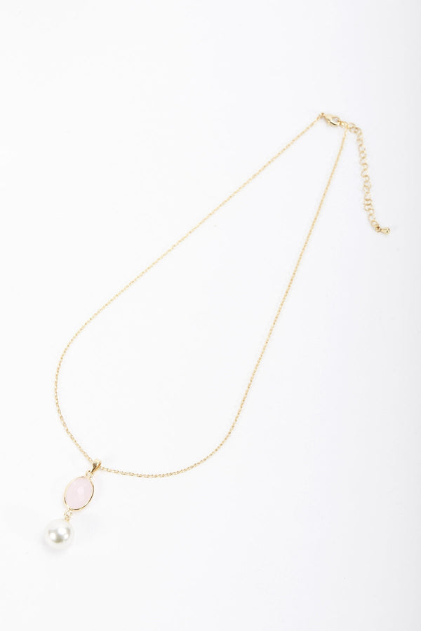 Carraig Donn Pink Stone Drop Pearl Necklace
