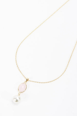 Carraig Donn Pink Stone Drop Pearl Necklace