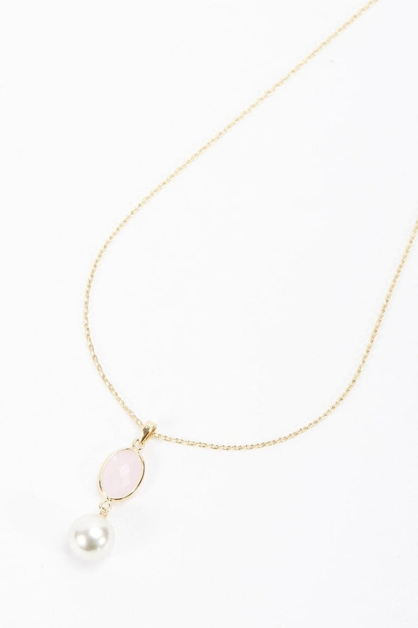Carraig Donn Pink Stone Drop Pearl Necklace