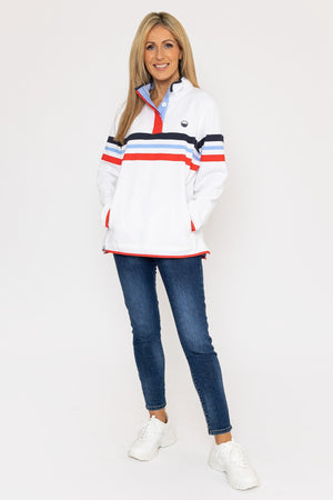 Carraig Donn Pique Stripe Sweatshirt in Ecru