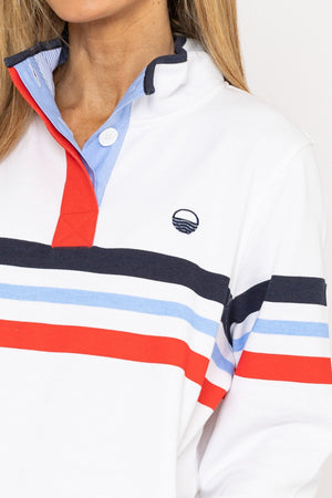 Carraig Donn Pique Stripe Sweatshirt in Ecru