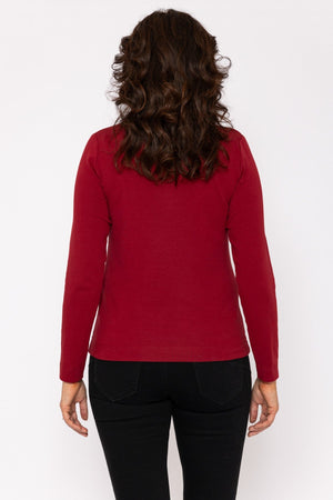Carraig Donn Plain Collared Top in Burgundy