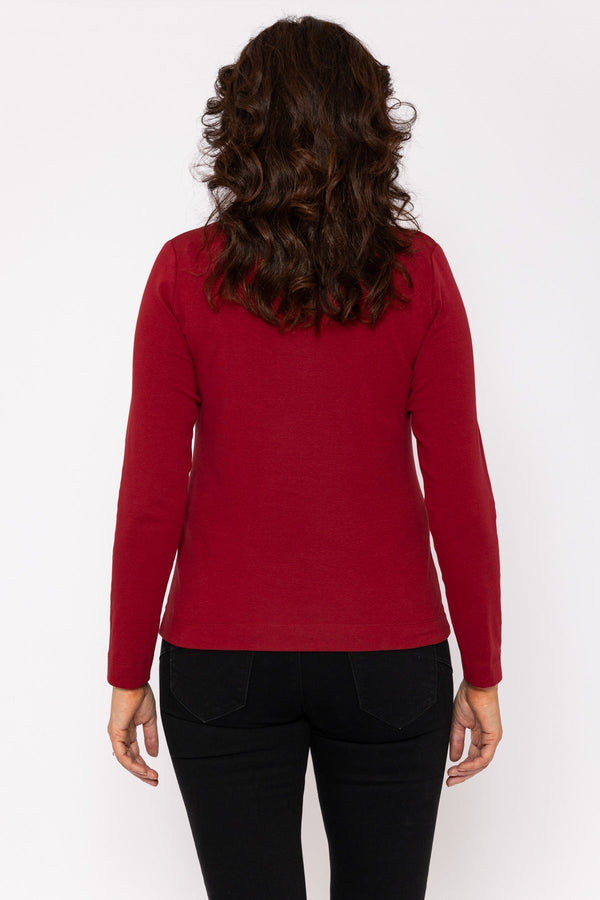 Carraig Donn Plain Collared Top in Burgundy