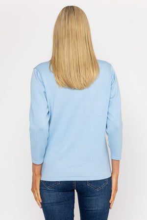 Carraig Donn Plain Knit Sweater With Diamonte Detail in Blue